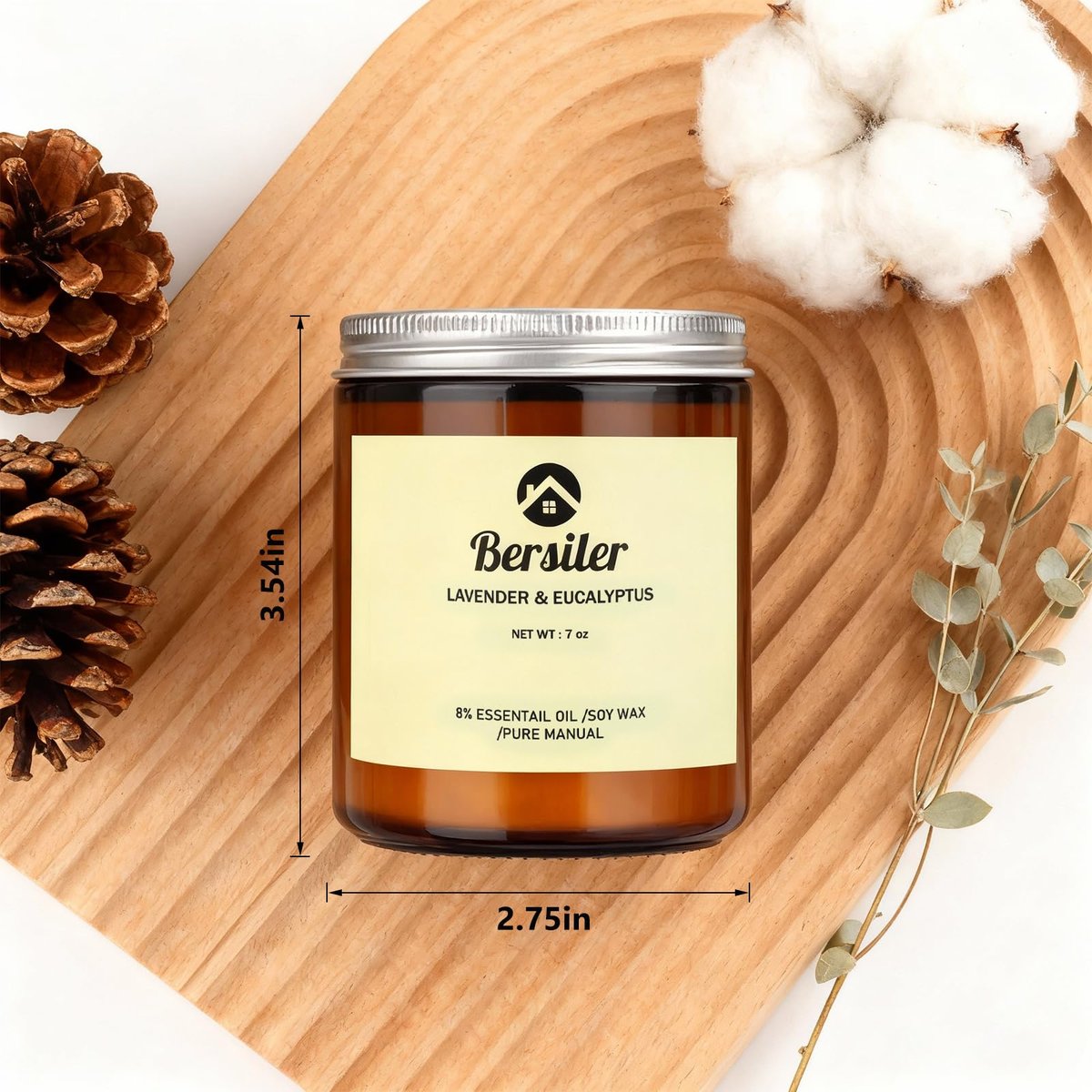 Bersiler Aromatherapy Candles, Scented Candles, 7OZ Lavender Eucalyptus Candles Stress Relief and Relax for Home & Bedroom Gift for Women Birthday Christmas, Soy Wax Candle - görsel 9