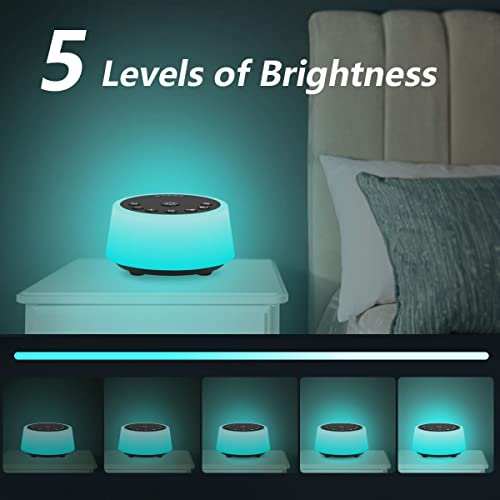 Color Noise Sound Machines with 10 Colors Night Light 25 Soothing Sounds and Sleep White Noise Machine 32 Volume Levels 5 Timers Adjustable Brightness Memory Function for Adults Kids Baby - görsel 5