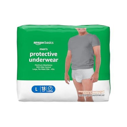 Maximum Absorbency Incontinence Underwear for Men with Leak Protection, Advanced Odor Protection, Soft Cotton Feel, Large, 18 Count