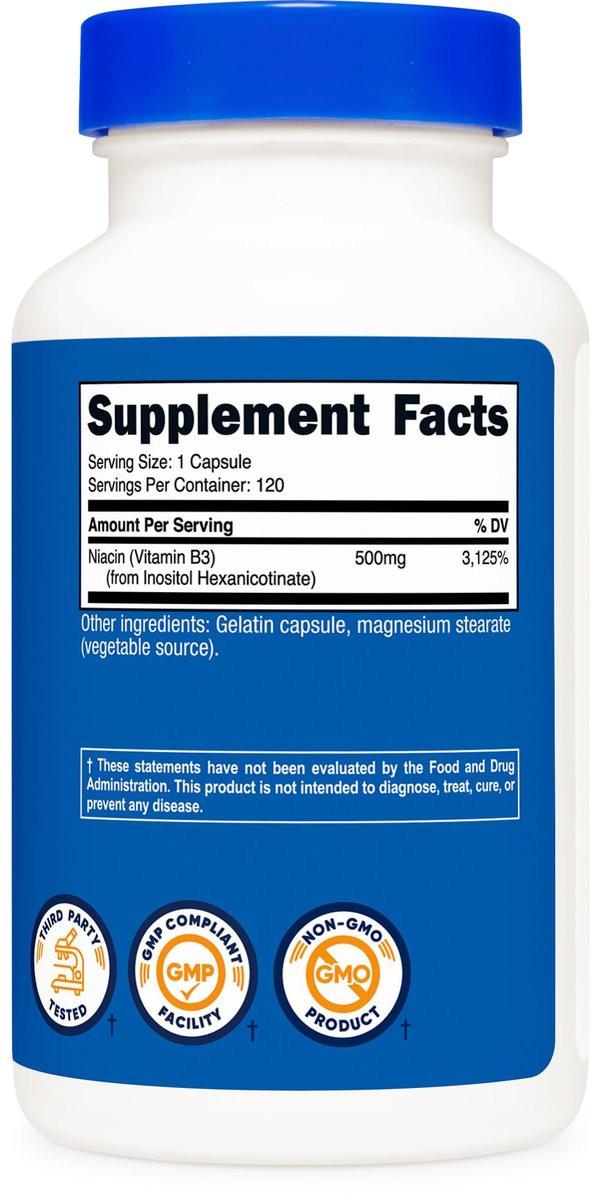 Nutricost Niacin (Flush-Free) Inositol Hexanicotinate 500mg, 120 Capsules, Vitamin B3 - görsel 10