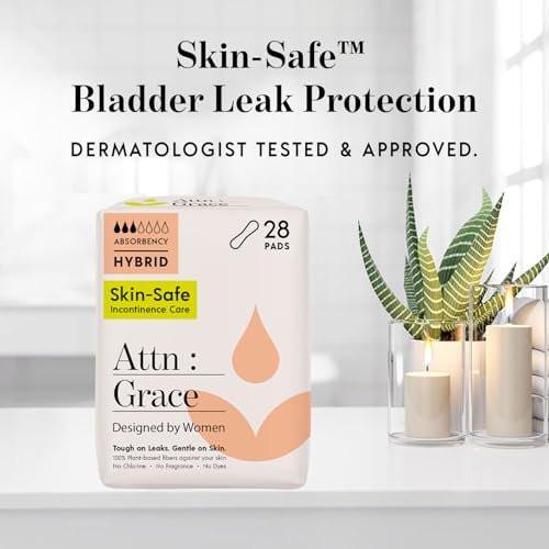 Attn: Grace Hybrid Incontinence Pads for Women, 28-Pack - Plant-Based, High Absorbency, Breathable - Incontinence Pads for Light Bladder Leaks & Sensitive Skin - görsel 1