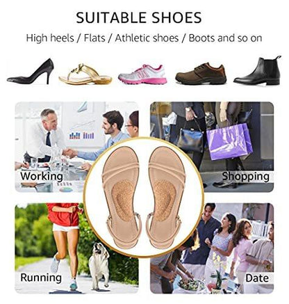 Dr. Foot's Arch Support Shoe Insoles for Flat Feet, Gel Arch Inserts for Plantar Fasciitis, Adhesive Arch Pad for Relieve Pressure and Feet Pain- 3 Pairs (Cork, 3 Count (Pack of 1))
