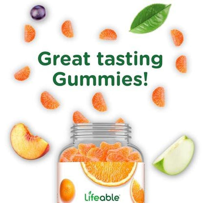 Lifeable Vitamin C Gummies for Adults | 750mg | Great Tasting Orange Flavor | Vegan Non GMO | Immune Support | 90 Gummies