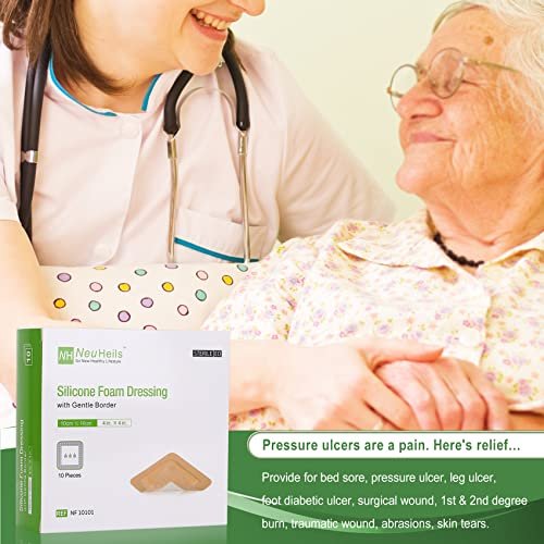 NeuHeils Silicone Foam Dressing with Gentle Border 4''x4'', 20 Pack for Bed Sore Leg Ulcer, High Absorbency Large Waterproof Silicone Wound Bandage - görsel 9