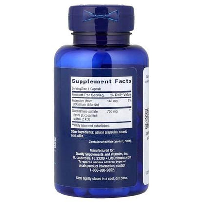 Life Extension Glucosamine Sulfate, 750 mg, Supports Knee Comfort and Joint Health, Gluten-Free, Non-GMO, 60 Capsules