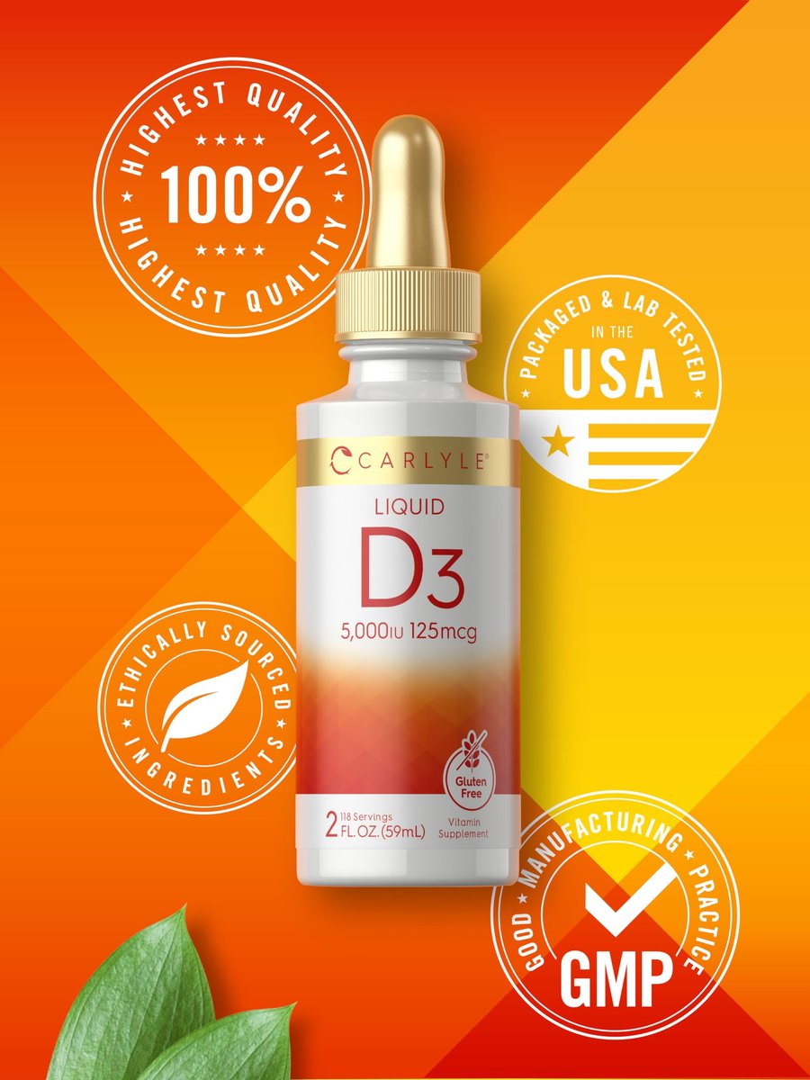 Carlyle Liquid Vitamin D3 | 5000 IU (125 mcg) | 2 oz | Vegetarian, Non-GMO, and Gluten Free Supplement | Vitamin D Liquid Drops for Adults - görsel 11