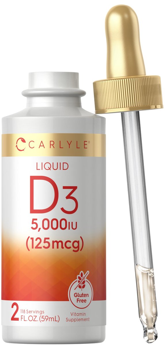 Carlyle Liquid Vitamin D3 | 5000 IU (125 mcg) | 2 oz | Vegetarian, Non-GMO, and Gluten Free Supplement | Vitamin D Liquid Drops for Adults - görsel 1
