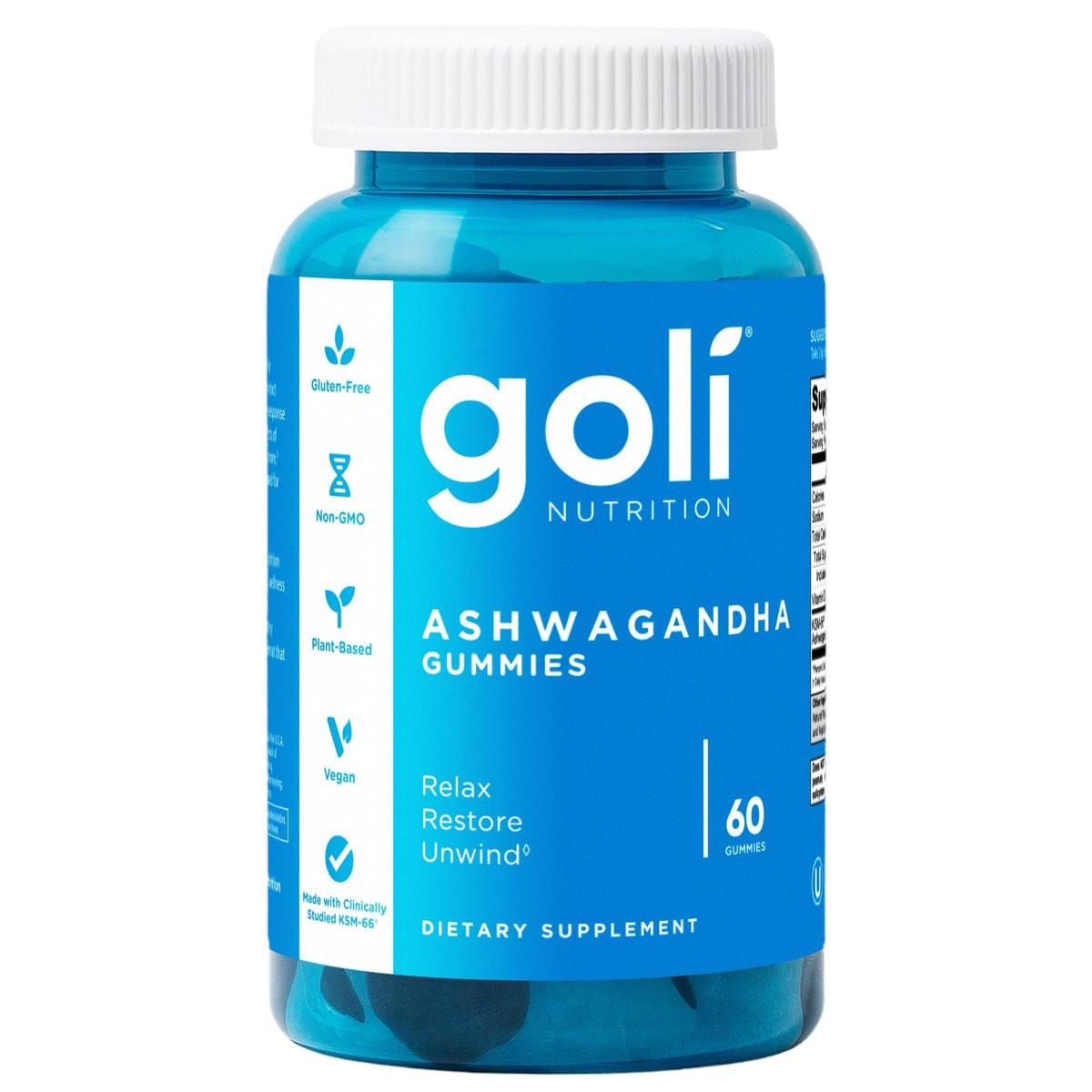 Goli Ashwagandha & Vitamin D Gummy - 60 Count - Mixed Berry, KSM-66, Vegan, Plant Based, Non-GMO, Gluten-Free & Gelatin Free Relax. Restore. Unwind, Pack of 1 - görsel 2