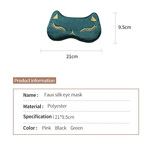PERFECTSIGHT Sleep Eye Masks, Cute Cat Silk Sleep Eye Cover Lightweight Adjustable Eyeshade Mask Cover for Women Men Sleep Travel Nap (Black) - görsel 3