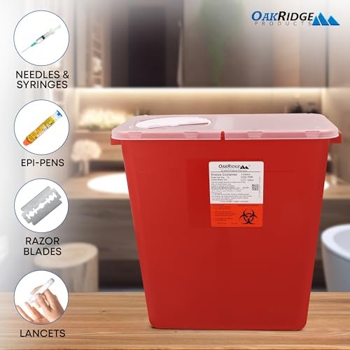 Oakridge Products Large Sharps Container for Home Use and Professional 3 Gallon (2-Pack) with Rotating lid, Biohazard Needle and Syringe Disposal, CDC Certified - görsel 9