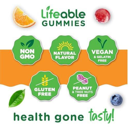 Lifeable Glucose Gummies - Great Tasting Natural Flavor Gummy - Gluten Free GMO-Free Chewable - for Adults and Kids - 90 Gummies