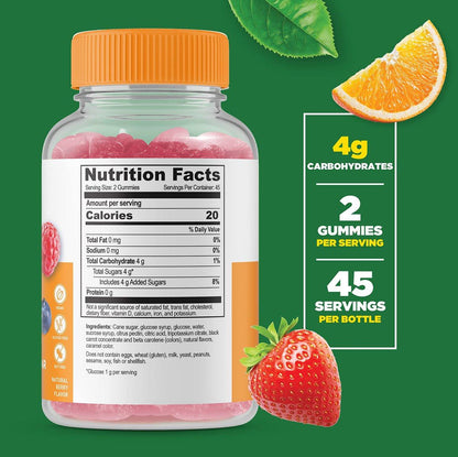 Lifeable Glucose Gummies - Great Tasting Natural Flavor Gummy - Gluten Free GMO-Free Chewable - for Adults and Kids - 90 Gummies
