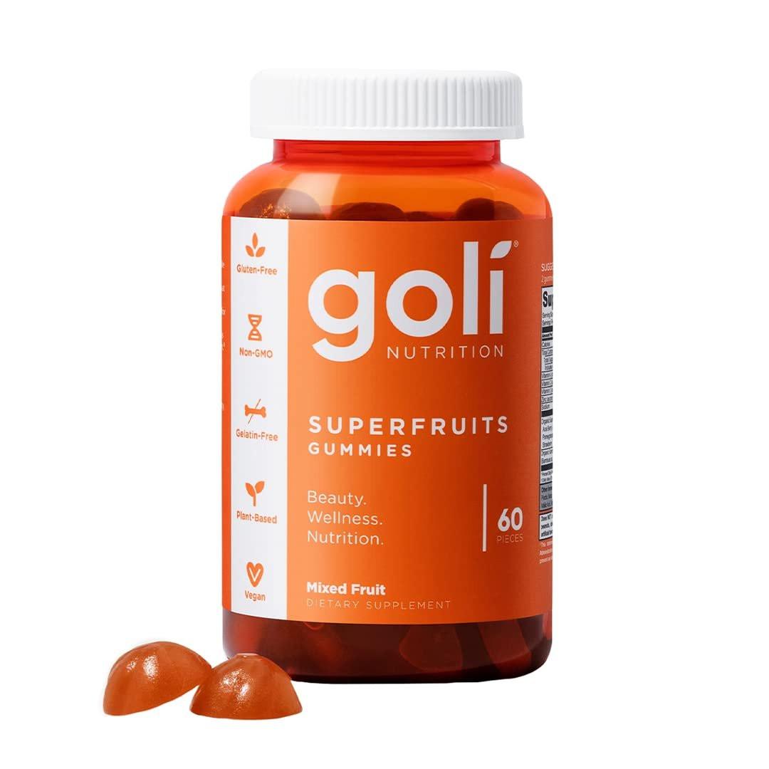 Goli Superfruits Beauty Gummies with Bamboo Silica - Vitamins A, C, E, Zinc - Collagen Support with Superfruit Blend - Vegan, Non-GMO, Gluten-Free - görsel 5