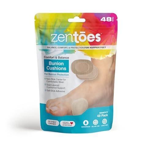 ZenToes Bunion Pads to Wear with Shoes – Waterproof Soft Bunion Cushion Protector, Breathable Adhesive Foot Pad for All Day Comfort & Support, 48 Count - görsel 1