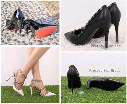 FARCURN Clear High Heel Protectors, 3 Size Soft Heel Covers for Walking on Grass and Uneven Floor (S/M/L) - 3 Pair Pack