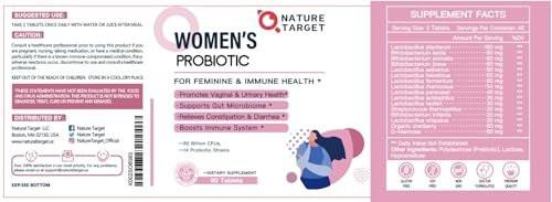NATURE TARGET Probiotics for Women with Prebiotics, Cranberry and D-Mannose, 60 Billion CFUs, Women's Probiotic for Digestive Health, Gut Health, Immune Booster - görsel 12