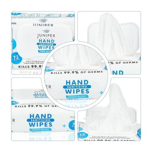 Juniper CLEAN, 3 Pack Hand Sanitizing Wipes, 216 Count Disposable Hand Sanitizer Wipes, Fresh Scent, Lint Free & Durable - görsel 6