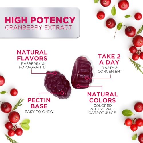 Cranberry Gummies - Urinary Tract Health Support Gummy - Cranberry Extract Supplement Helps Cleanse, Cran Berry Gummy Supplement With Vitamin C, Chewable Cran for Women and Men - 60 Gummies - görsel 8