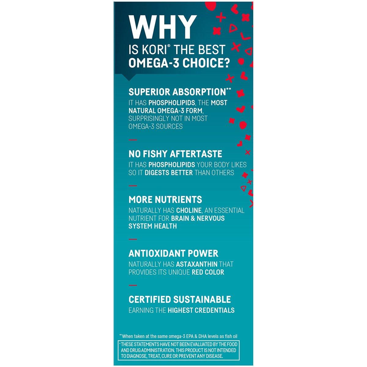 Kori Krill Oil Omega 3 Superior Absorption Oil Supplement, EPA & DHA, 600 mg, 60 Softgels - görsel 9