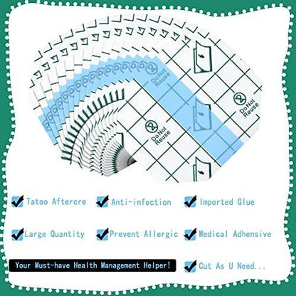 Nuanchu 100 Pieces Waterproof Bandage Adhesive Protective Transparent Clear Bandages Tape for Tattoos (2.3 x 2.7 Inch)