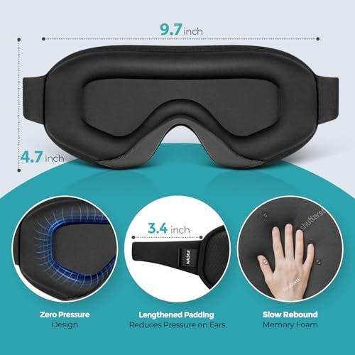 WAOAW Sleep Mask for Men Women: Blackout Eye Masks for Sleep - 3D Breathable Soft Comfortable Eye Mask for Travel - Adjustable Light Blocking Night Masks for Sleeping - görsel 11