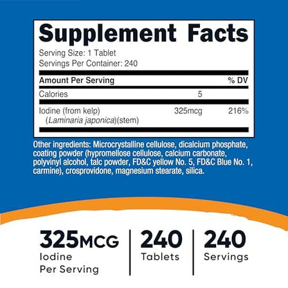 Nutricost Kelp Tablets, 325mcg of Iodine, 240 Tablets - Non-GMO, Gluten Free