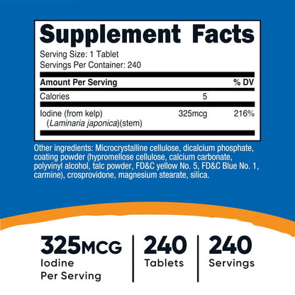 Nutricost Kelp Tablets, 325mcg of Iodine, 240 Tablets - Non-GMO, Gluten Free
