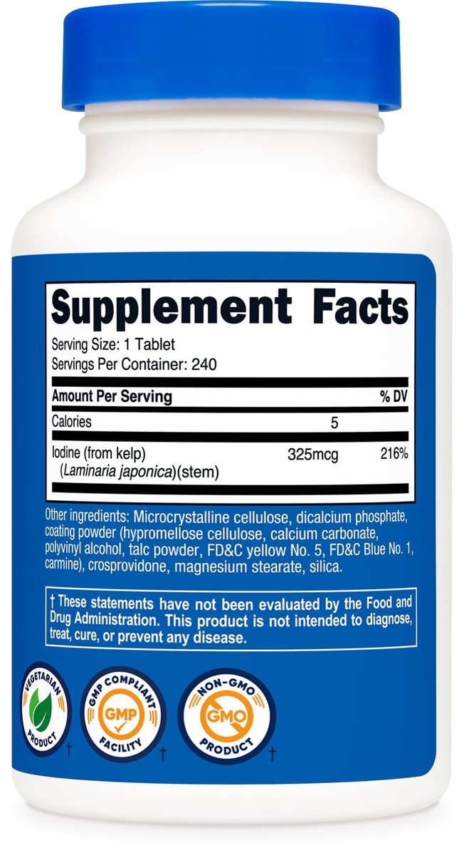 Nutricost Kelp Tablets, 325mcg of Iodine, 240 Tablets - Non-GMO, Gluten Free - görsel 9