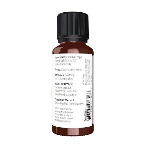 NOW Essential Oils, Turmeric Essential Oil, Soothing, Uplifting, Balancing, 100% Pure, Child-Resistant Cap, 1-Ounce - görsel 2