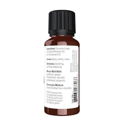 NOW Essential Oils, Turmeric Essential Oil, Soothing, Uplifting, Balancing, 100% Pure, Child-Resistant Cap, 1-Ounce