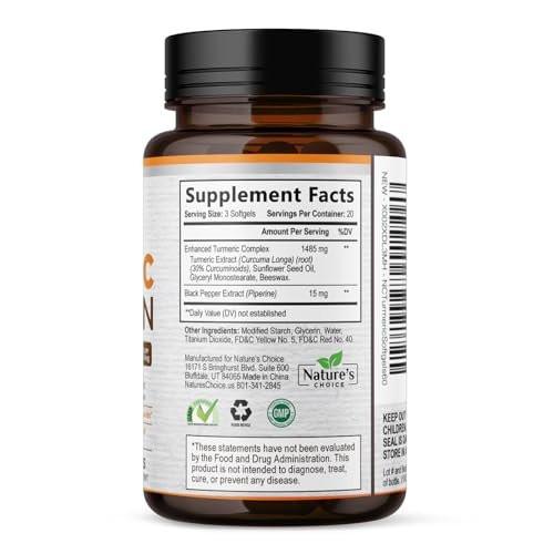 Turmeric Curcumin Supplement Complex - BioPerine Black Pepper Extract Advanced Absorption Curcuminoids for Nature's Joint Support - Antioxidant Herbal Supplement for Women & Men, Non-GMO - 60 Softgels - görsel 8