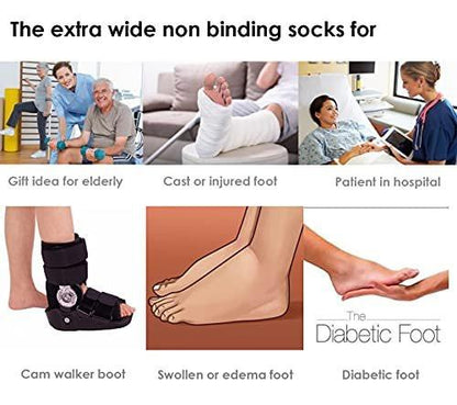 CIRZUEX Extra Wide Socks for Lymphedema Swollen Feet Leg, Bariatric Socks, Cast Boot Sock, Diabetic Non Binding Neuropathy Swelling Women Men 2 Pairs