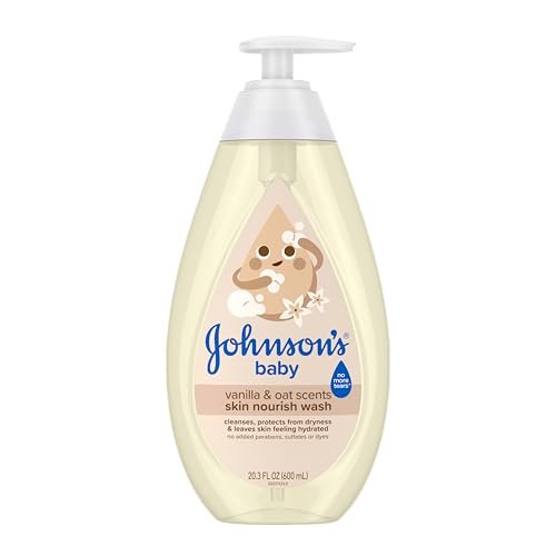 Johnson's Skin Nourishing Moisture Baby Wash, Vanilla & Oat Scents, Tear-Free, Hypoallergenic Baby Body Wash Cleanses, Protects from Dryness, & Leaves Skin Feeling Hydrated, 20.3 fl. oz - görsel 18