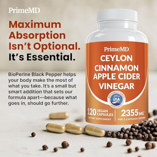 5-in-1 Ceylon Cinnamon Capsules 2355mg - Apple Cider Vinegar Capsules with Turmeric, Panax Ginseng & Bioperine - Cinnamon Supplements for Women & Men - Non-GMO, Vegan, Gluten-Free (120 Ct) (1-Pack) - görsel 13