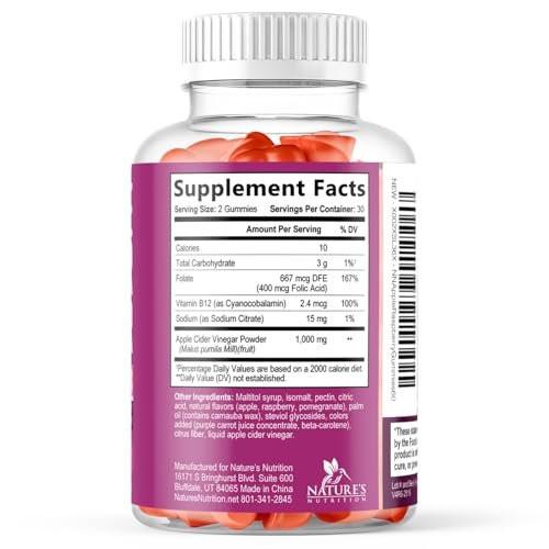 Apple Cider Vinegar Gummies 1000mg per Serving - Sugar Free Max Strength ACV Gummy Vitamins Supplement, Advanced Formula, Vitamin B12 Supports Metabolism & Energy, Keto Friendly, Vegan, 120 Gummies - görsel 14