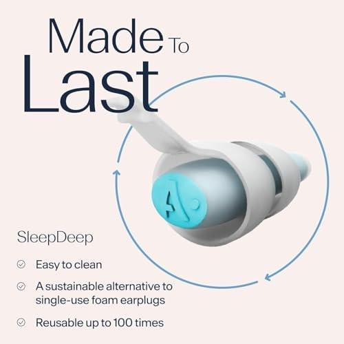 Alpine SleepDeep - Soft Ear Plugs for Sleeping and Concentration - New 3D Oval Shape and Noise Reducing Gel for Better Attenuation - 27 dB - Ideal for Side Sleeper - 1-Pair Reusable: M/L White - görsel 6