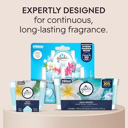 Glade Candle Aqua Waves, Fragrance Candle Infused with Essential Oils, Air Freshener Candle, 3-Wick Candle, 6.8 Oz, 3 Count - görsel 15