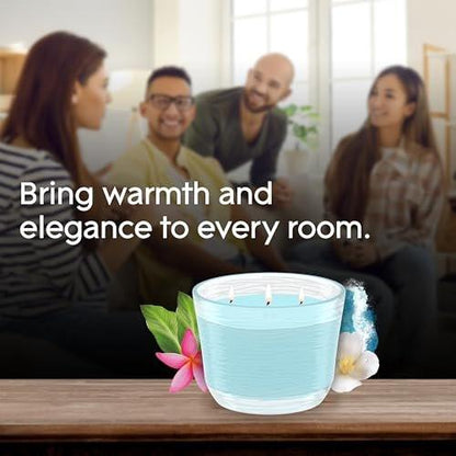 Glade Candle Aqua Waves, Fragrance Candle Infused with Essential Oils, Air Freshener Candle, 3-Wick Candle, 6.8 Oz, 3 Count