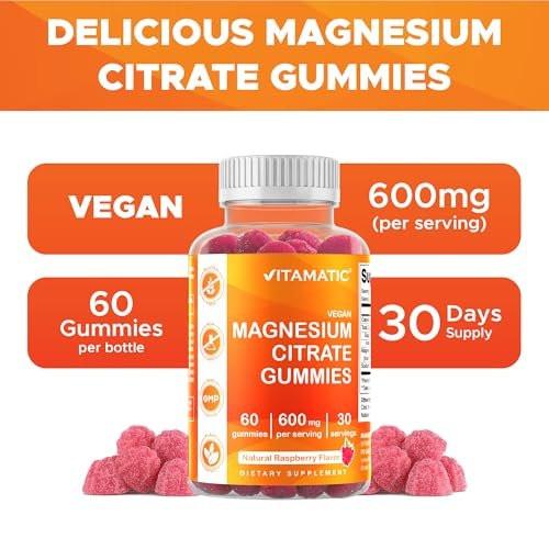 Vitamatic Magnesium Gummies 600mg per Serving – 60 Vegan Count for Relaxation, Muscle, Bone, and Energy Support - görsel 7