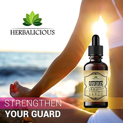 Quinine Liquid Extract 4oz – Restless Legs Syndrome Relief & Leg Cramps PM Nighttime Cramp Relief – All-Natural Cinchona Officinalis Bark Tincture for Cramp Defense, Digestive Health & Immune Support