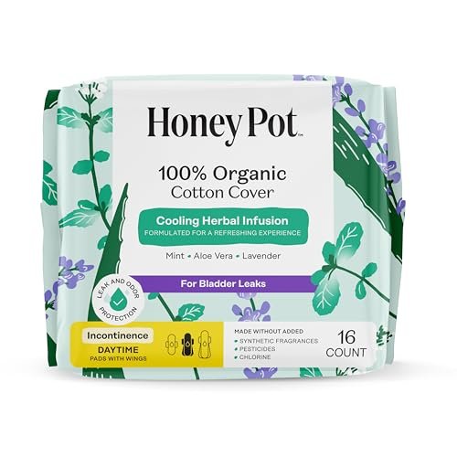 The Honey Pot Company - Herbal Pads for Women - Organic Incontinence Daytime w/Wings. Infused w/Essential Oils for Cooling Effect & Postpartum Essentials - Feminine Care - 16ct. - görsel 6