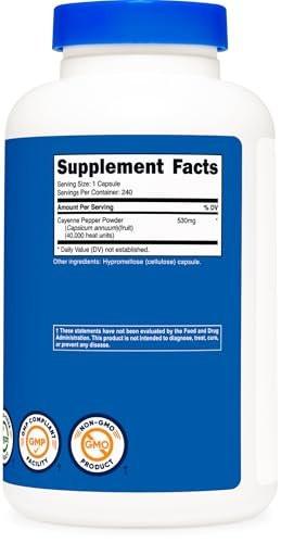 Nutricost Cayenne Pepper 530mg, 240 Capsules - 40,000 Heat Units, Gluten Free, Non-GMO - görsel 7