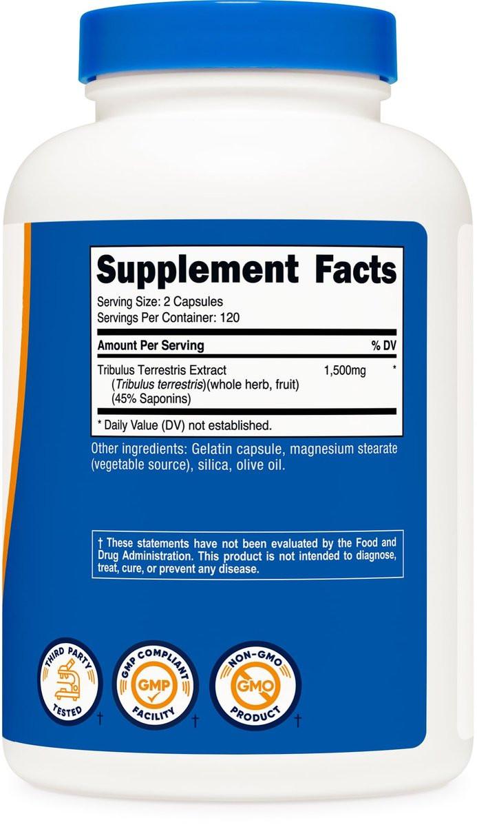 Nutricost Tribulus Terrestris Extract 1500mg, 240 Capsules - 45% Saponins, 120 Servings, Non-GMO, Gluten Free - görsel 10