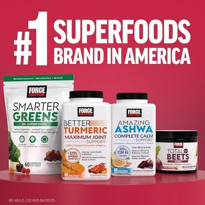Force Factor Total Beets Energy Drink Mix, Superfood Beet Root Powder with Nitrates to Boost Energy and Support Circulation, Blood Flow, Nitric Oxide and Stamina, Heart Health Supplement, 30 Servings