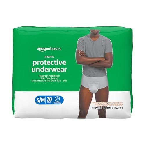 Amazon Basics Maximum Absorbency Incontinence Underwear for Men with Leak Protection, Dri-Fit Technology, Odor Control, Cotton Enhanced, Small/Medium, 20 Count - görsel 2