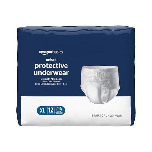 Amazon Basics Unisex Protective Underwear, Overnight Absorbency, Extra Large, 12 Count - görsel 1