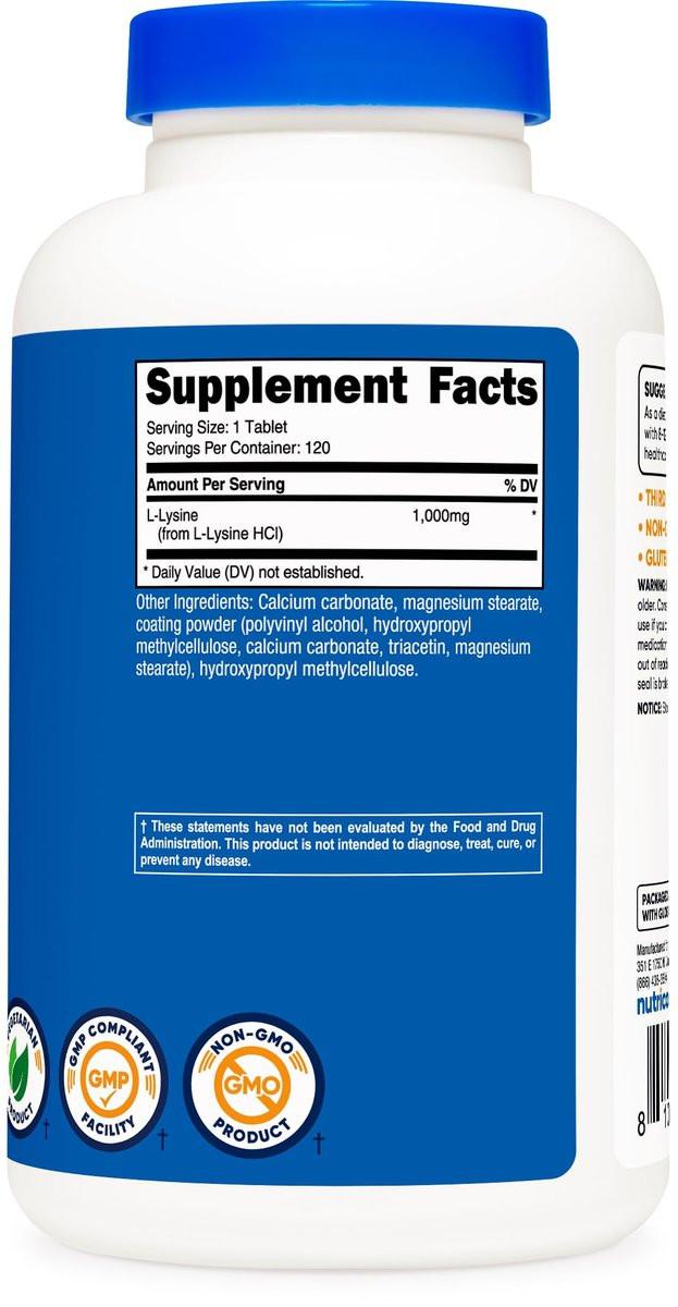 Nutricost L-Lysine 1000mg, 120 Tablets - Gluten Free, Non-GMO, and Vegetarian Friendly - görsel 9