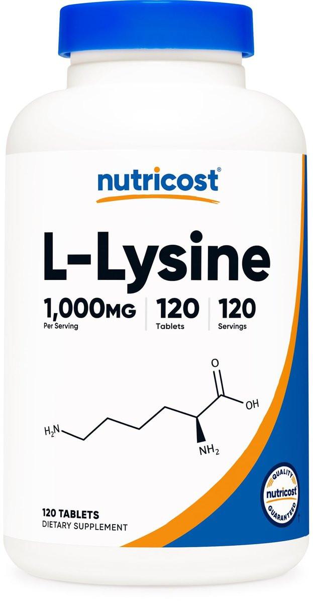 Nutricost L-Lysine 1000mg, 120 Tablets - Gluten Free, Non-GMO, and Vegetarian Friendly - görsel 1