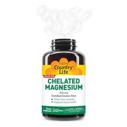 Country Life Chelated Magnesium 250mg, – Convenient Dosage: Each serving provides 250mg of magnesium, a moderate – Image 4
