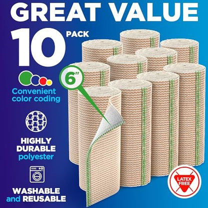 Elastic Bandage Wrap - 6” (10pk) - Strong – Reusable and Washable: Made from durable polyester, these bandages can – Image 4